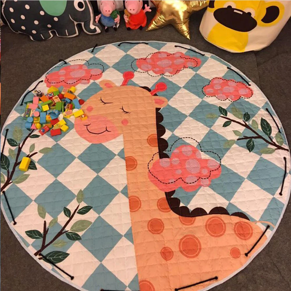 

Fox Car Round Kids Rug Toys Children's Carpet Baby Play Mat Cotton Developing Mat Rug Puzzle Infant Carpet Play Mat Storage Bag