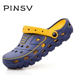 PINSV мужчины забивают Повседневная летняя обувь для мужчин шлёпанцы и сабо бренд шлёпанцы для женщин Мужская обувь для сада chaussure homme zapatillas