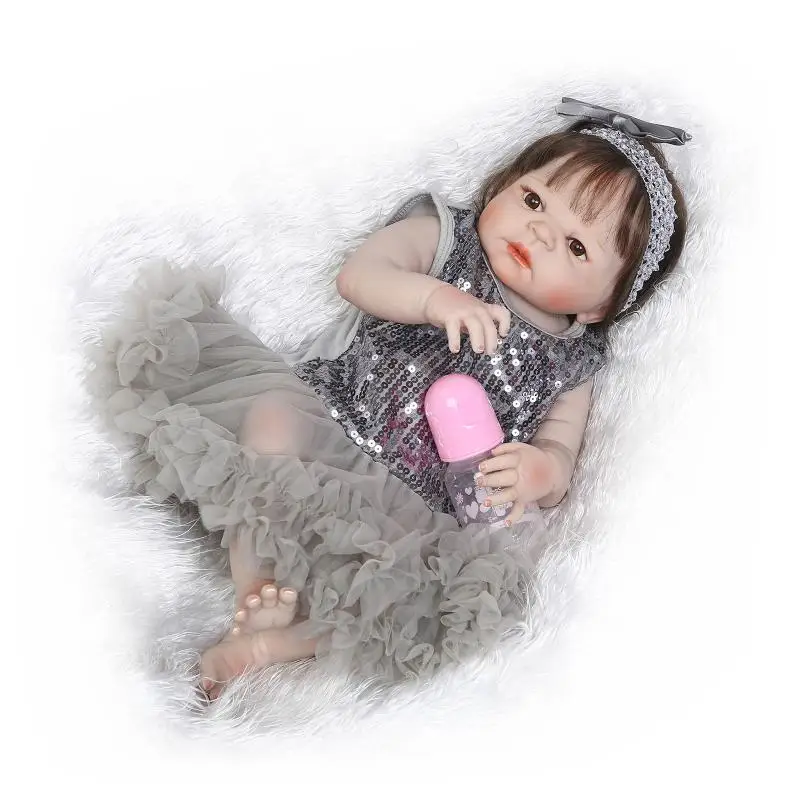

22" Full Body Silicone Reborn Baby Dolls With Magnetic Mouth Fashion Dolls For Kids Gift Alive Bonecas Reborn New Year Gift XMAS