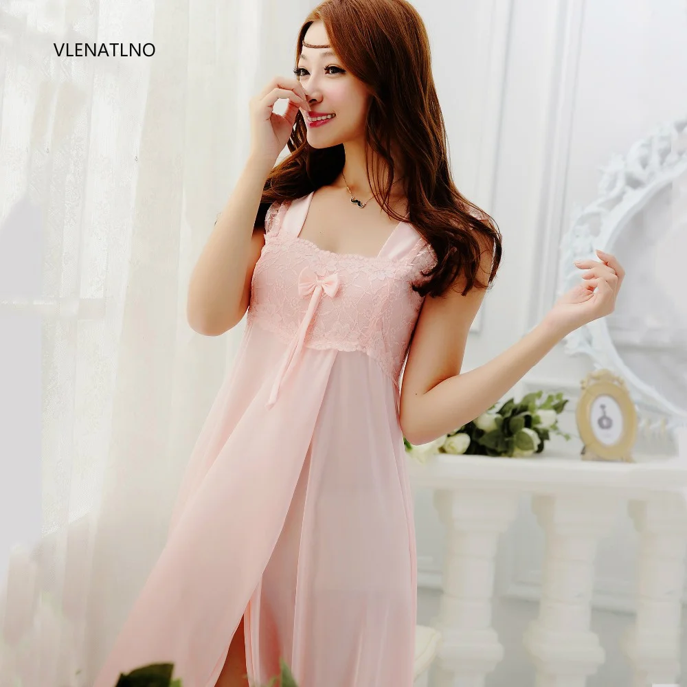 

2015 summer style Embroidery sexy spaghetti strap nightgown red solid color sleepwear quality faux silk lounge