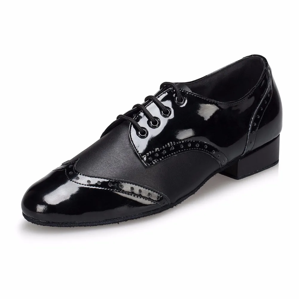 Большой размер 38-48, Мужская обувь для латинских бальных танцев, низкий каблук 2,2 см, танцевальная обувь для сальсы, замшевая подошва, Мужская Современная танцевальная обувь - Цвет: Black