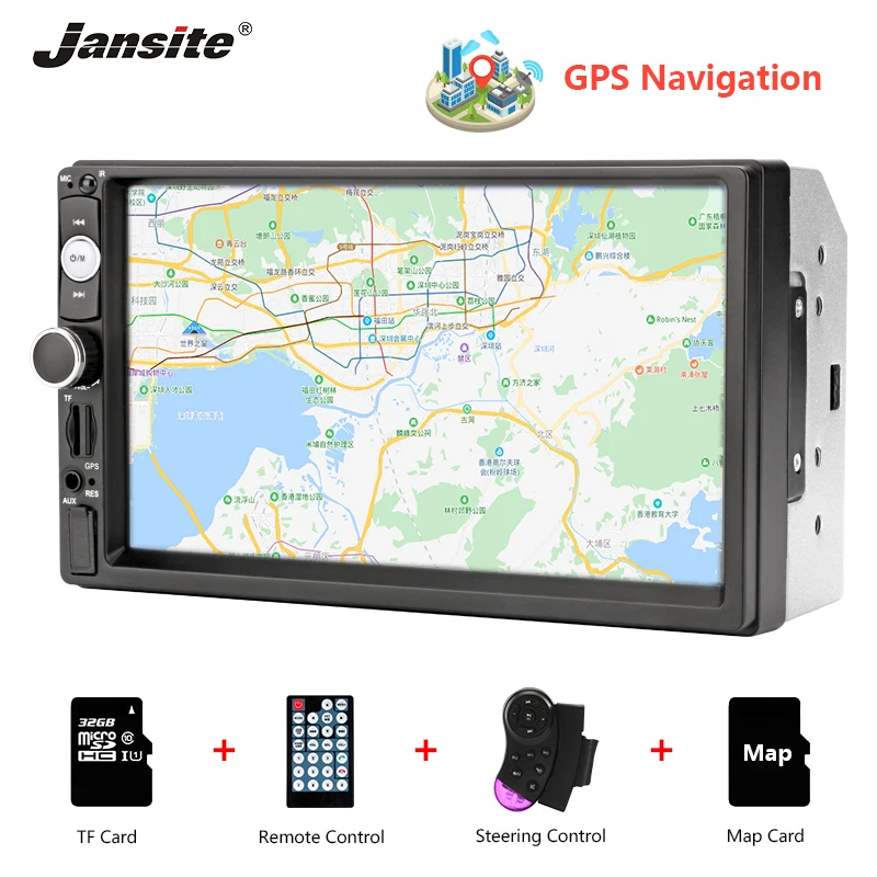 

Jansite vehicle radio 7 inch HD car audio MP5 multimedia Steering wheel controller GPS navigation map Bluetooth Reverse image