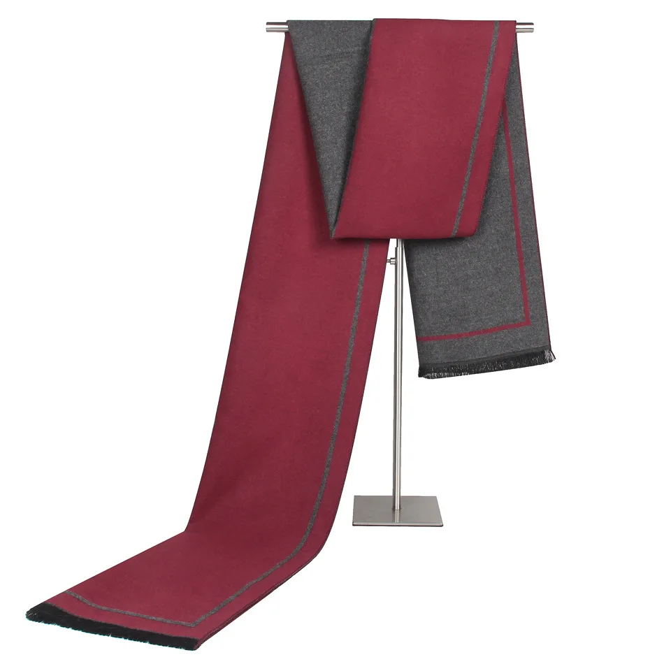 Мужской шарф, Европейская мода, шаль, шарфы, мужской зимний теплый шарф, деловое шерстяное изделие, мужской клетчатый шарф Sjaal - Цвет: Red