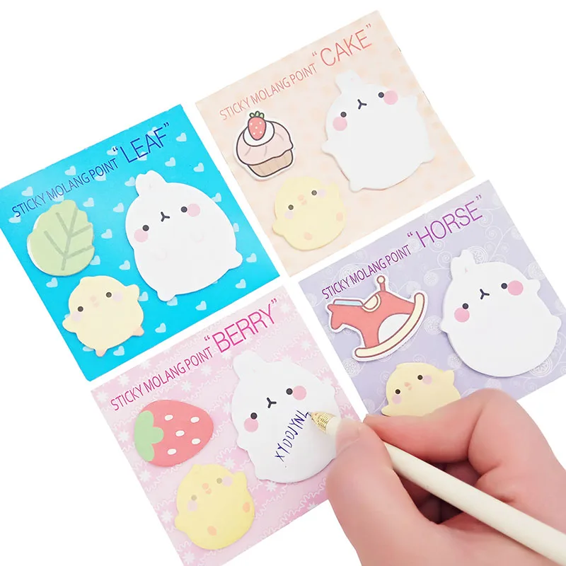 4 шт. милый планировщик корейский кролик животные Липкие заметки Kawaii Post memo pad самоклеящиеся Стикеры офисные принадлежности материал Escolar