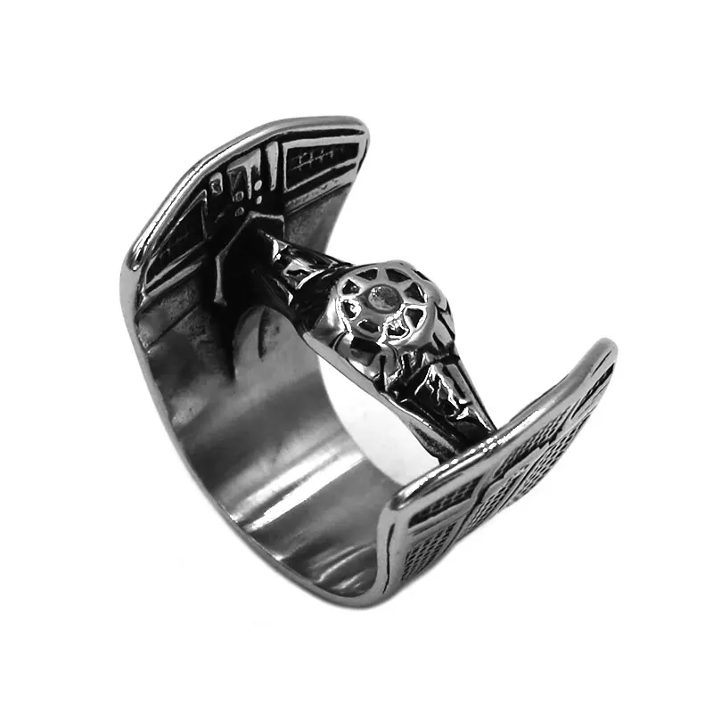Fashion Stars Wars Spacecraft Ring Stainless Steel Jewelry Cool Movie Jewelry Motor Biker Mens Boys Ring Wholesale SWR0788A