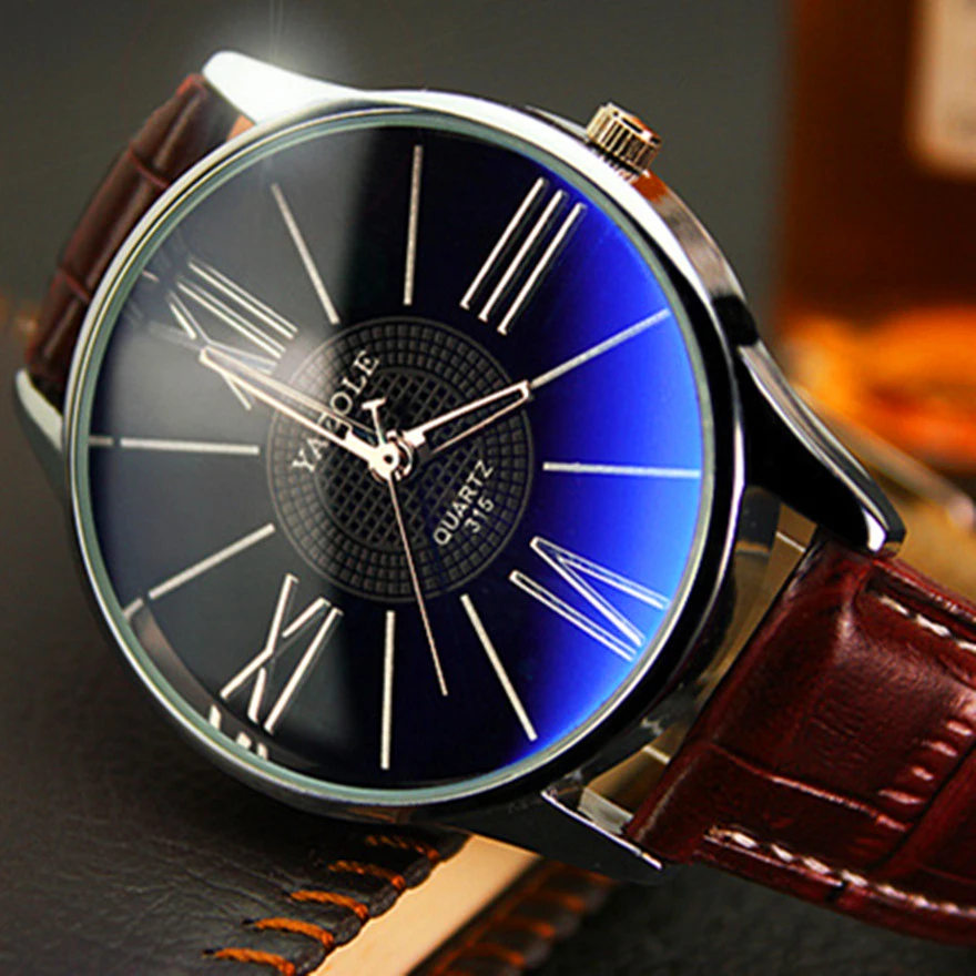 Модные деловые кожаные часы Нежные мужские водонепроницаемые кварцевые часы Blue Ray наручные часы для мужчин Топ Бренд роскошные часы Горячая