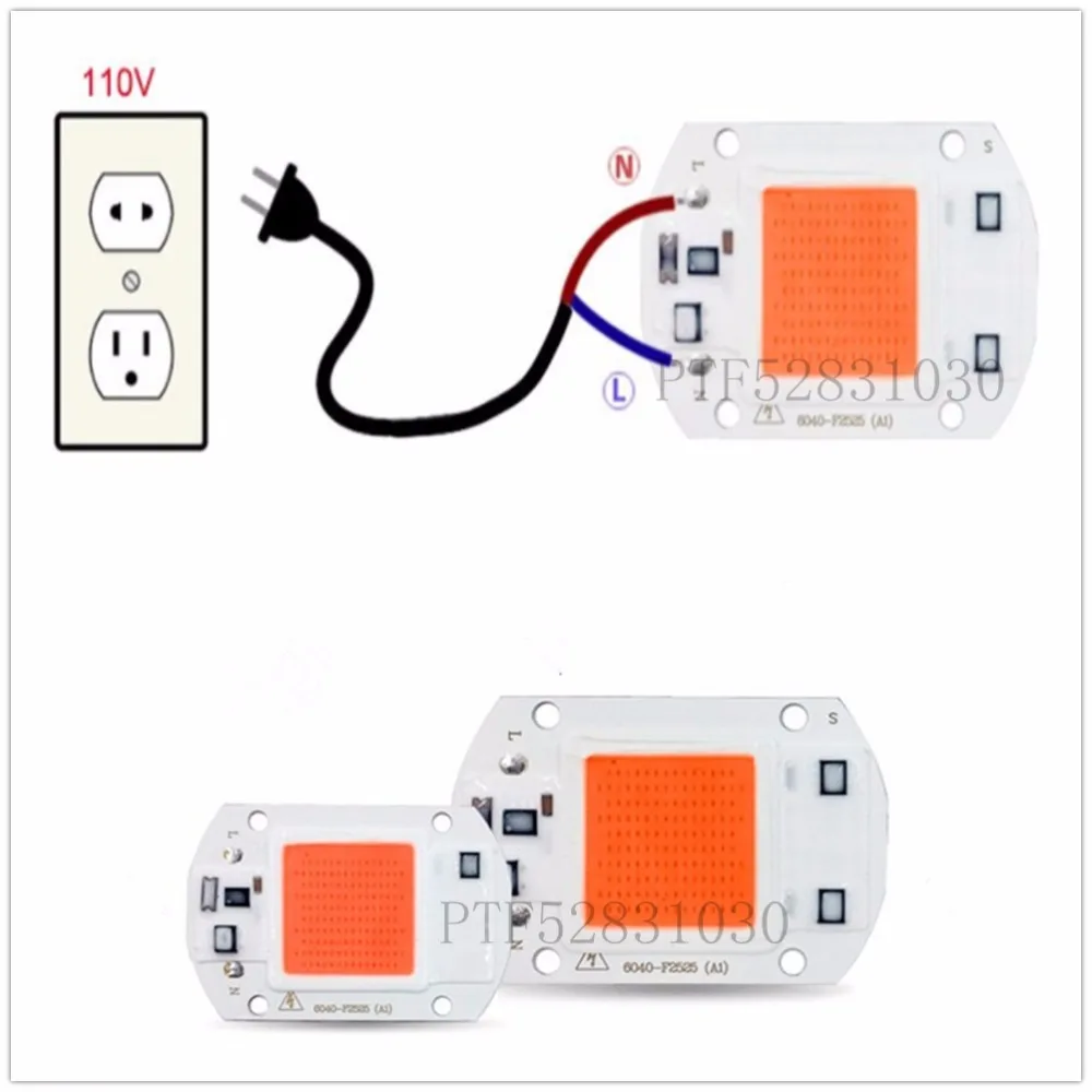 20W 30W 50W full spectrum 380-840nm LED Floodlight COB Chip 110V 220V Input Integrated Smart IC Driver