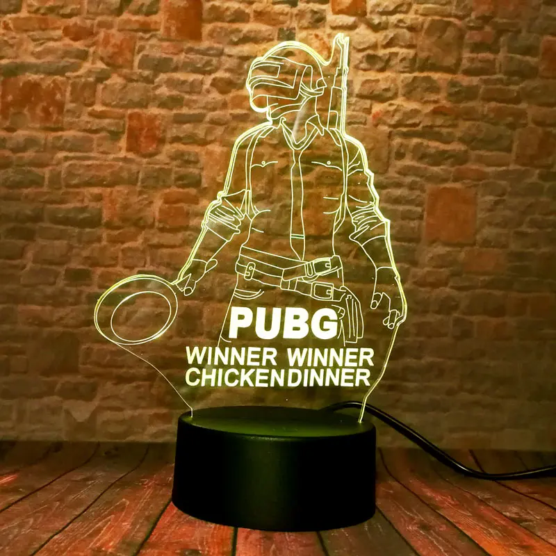 

Luminous PUBG Game Figure 3D Nightlight Visual Illusion LED 7 Colors Changing Light Table Lamp Bedroom Decor Toys