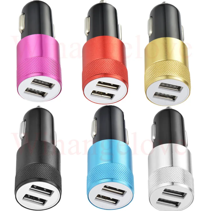 Универсальный двойной 2 1a + 1A портовый переходник из сплава USB для зарядки в машине