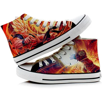 

Anime Dragon Ball Z Print Shoes Cosplay Super Saiyan Son Goku Canvas Shoes Vulcanize Unisex Sneaker Lace-up Walking Shoes