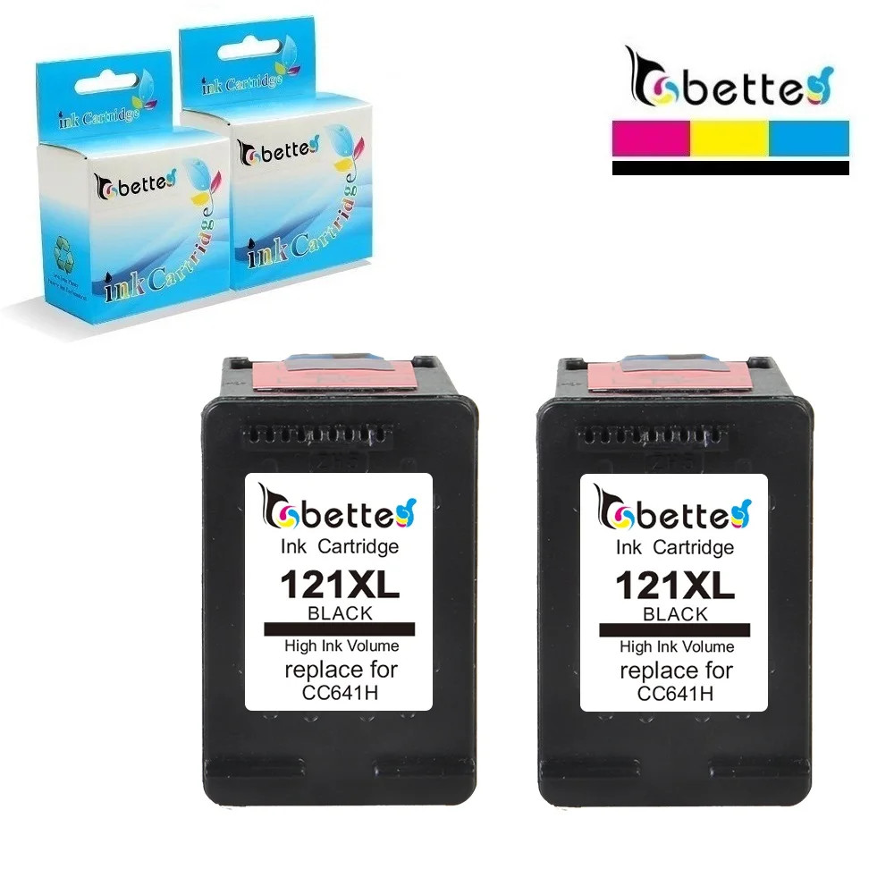 

2PK, BETTE Ink Cartridges Replacement for HP 121 121XL hp121 ENVY D410a D411a Deskjet F2423 F2483 F2493 F4213 F4275 F4283 F4583