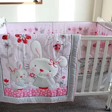 Мультяшный 7 шт аппликация Детская кроватка постельные принадлежности набор для стеганное одеяло для девочек/Стёганое одеяло приталенные листовые бамперы юбка