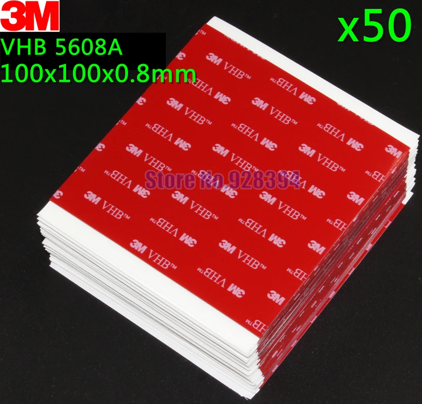 50 шт./лот 3 М VHB 5608 двусторонняя клейкая лента с акриловой пеной лента Монтажная лента серый 10 см* 10 см* 0,8 мм