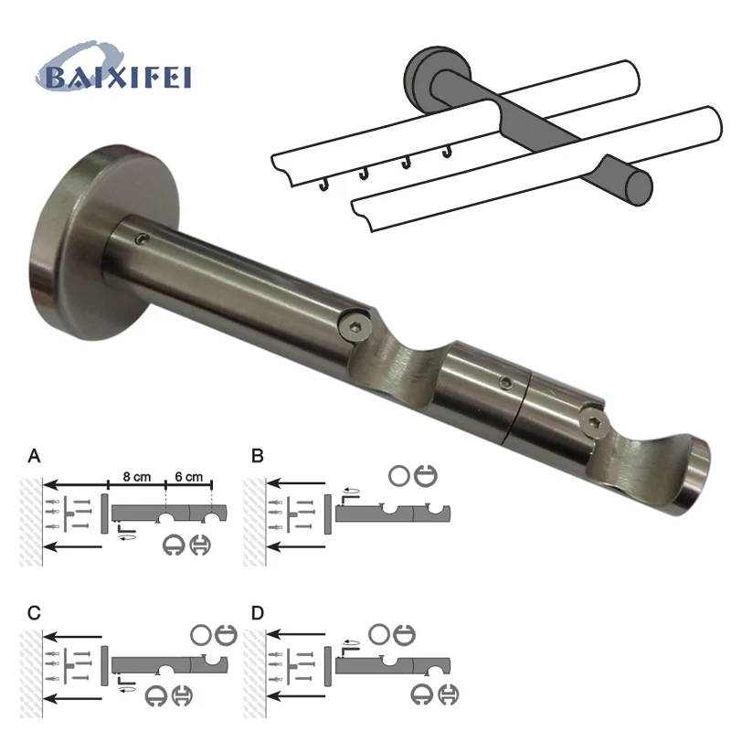 2 Pcs D20mm Curtain Rod Decorative Multifunctional Double Bracket, Curtain Accessories Bracket for Window Decoration 2 Pcs D20mm Curtain Rod Decorative Multifunctional Double Bracket, Curtain Accessories Bracket for Window Decoration