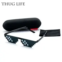 Thug Life солнцезащитные очки 8 бит пикселей очки дело с ним забавные очки мужские с коробкой и тканью