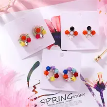 MENGJIQIAO корейские новые винтажные геометрические цветные серьги-гвоздики в виде цветка для женщин модные праздничные Кристальные полимерные серьги Oorbellen