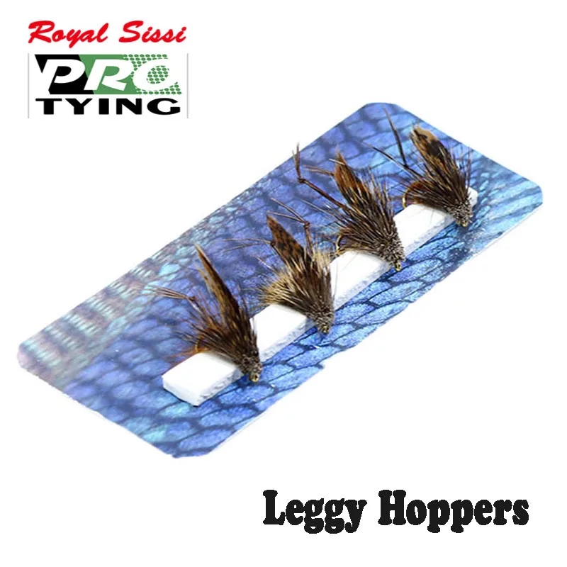 

Hot 4pcs hand tied floating fly fishing flies 10# pulling hopper muddled leggy flies deer hair artificial insect trout lure bait