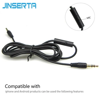 

JINSERTA 2pcs/lot 1.2m Replacement Headphone Earphone Cables with MIC Adapter 3.5mm Jack Audio Cords for Headset Headphone Wire