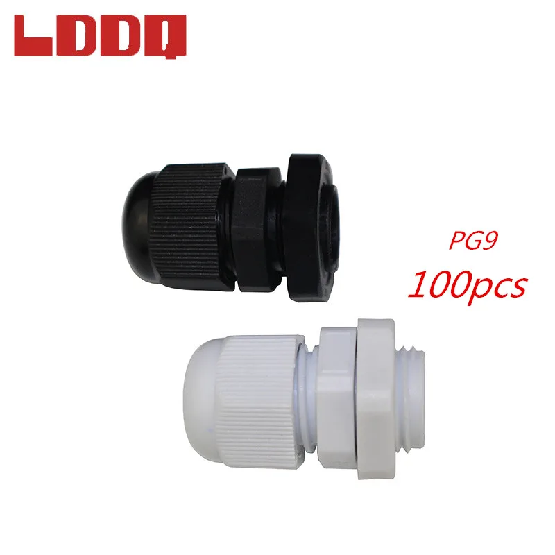 LDDQ 100 шт. PG9 нейлоновый водонепроницаемый кабельный сальник для кабеля 4 8 мм черно