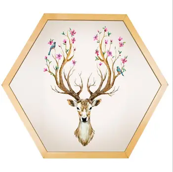 

20 Inch Hexagon Photo Frame Wood Living Room Big Size Creative Wall Hanging Picture Frame Ornaments Wooden Wall Decoration