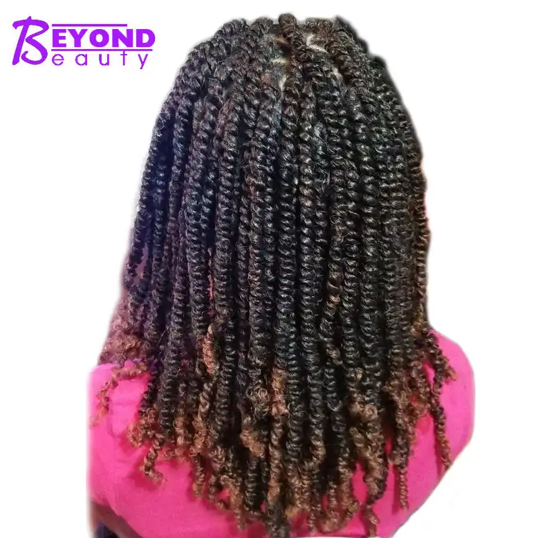 Fluffy Spring Twist Hair Extensions Black Brown Burgundy Ombre