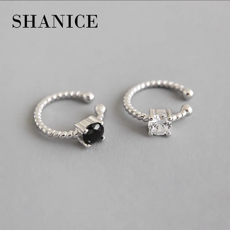 

SHANICE Vintage twist cubic zircon CZ Real 925 Sterling Silver No Pierced Ear Clip Without Puncture Earring For Women Jewelry