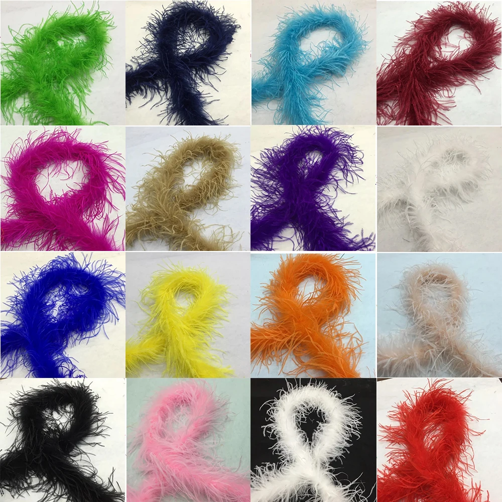6 yards multi colors ostrich feather boas 2 yard/pc fluffy Marabou