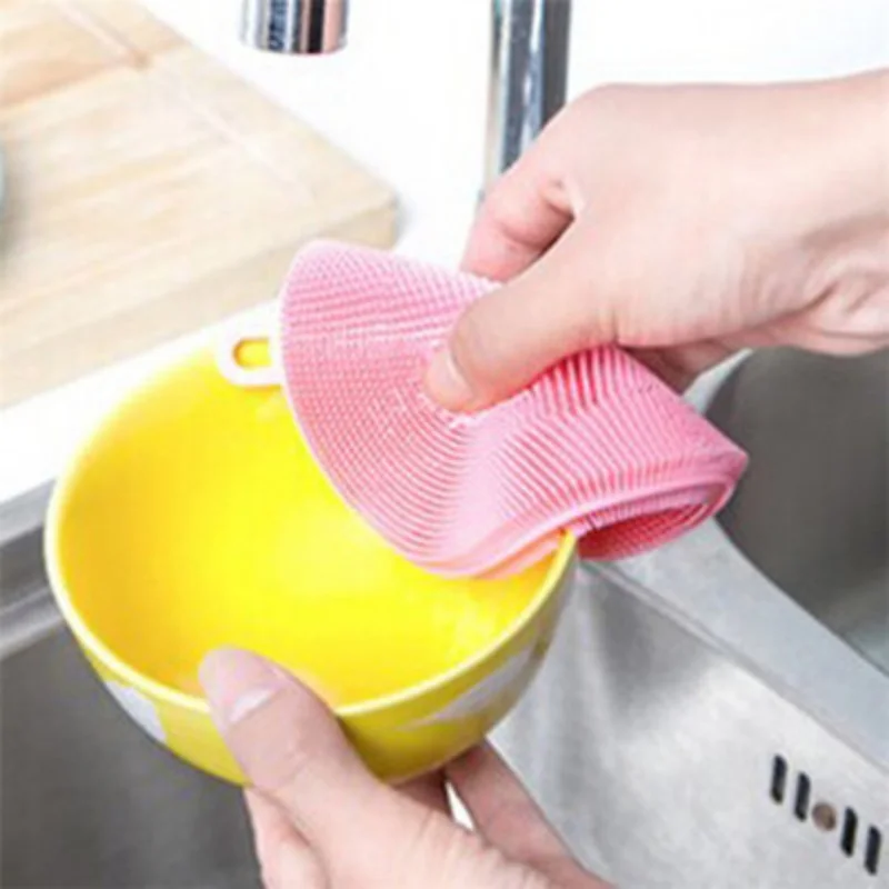Силиконовые губки для мытья посуды скруббер очистки антибактериальные Кухня инструменты Кухня Очистки Аксессуары