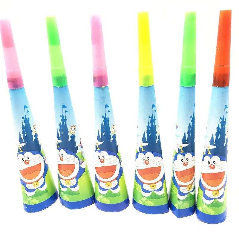 

6pcs/lot Doraemon trumpets Doraemon theme birthday party supplies baby shower party decorations Doraemon horns paper trumpets