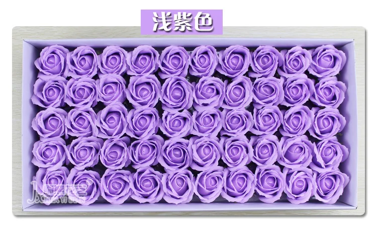 50 шт./компл. Искусственные цветы розы мыло Цветочная повязка на голову в виде лепестков для свадебной и подарок ко Дню Святого Валентина декоративный венок - Цвет: Light Purple