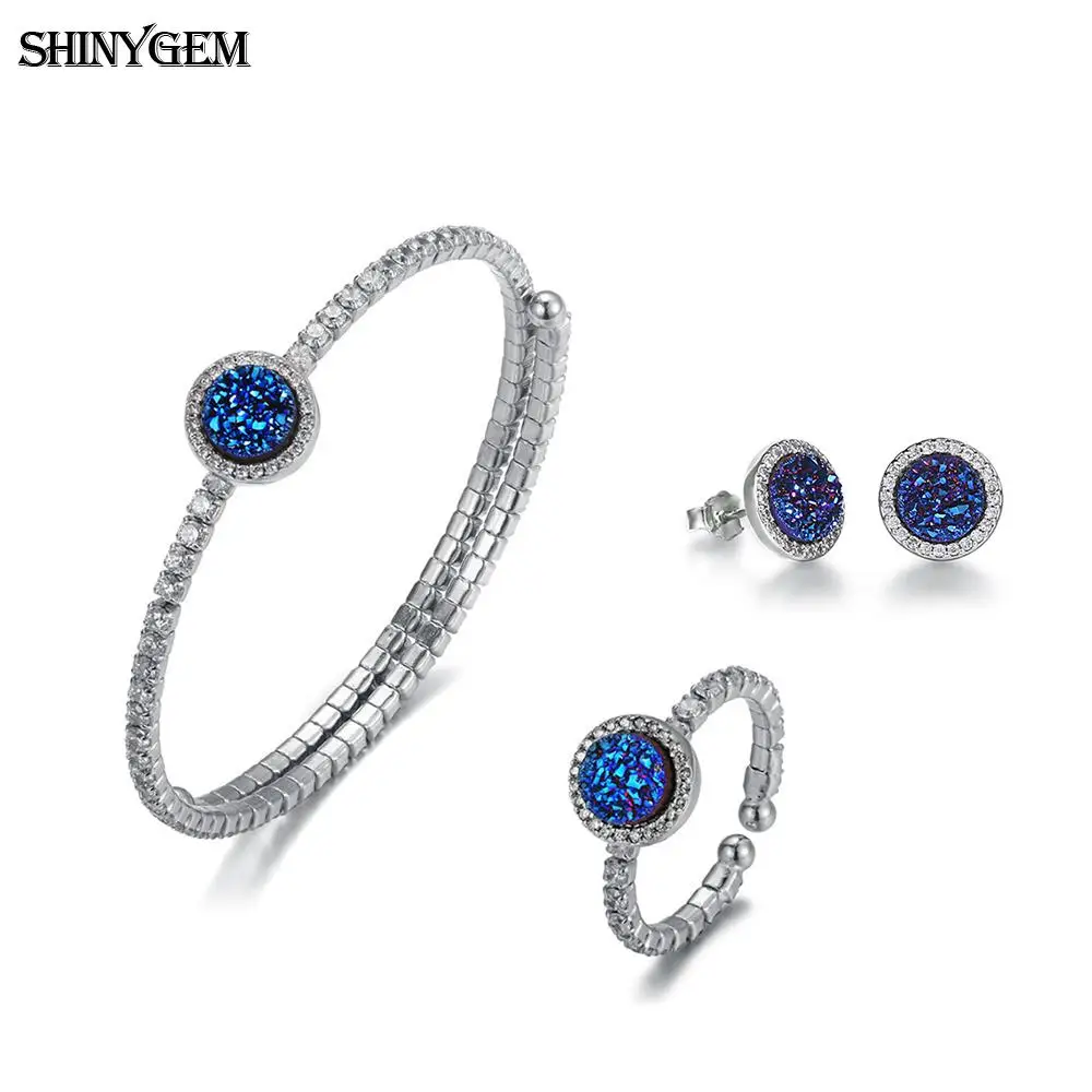 ShinyGem 925 Серебряные украшения со стразами наборы для женщин сверкающий