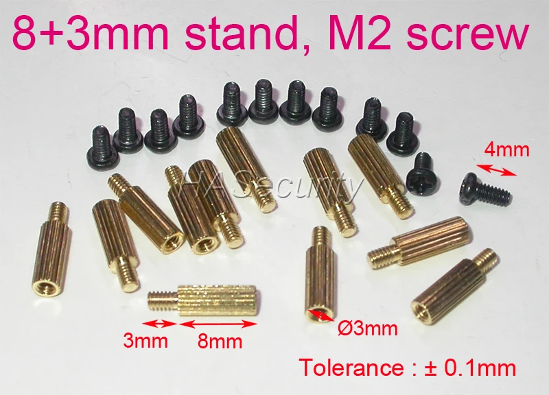 12pcs 8+3mm brass stand / brace puncheon with M2-4mm screw for security camera PCB module installation assembly | Безопасность и