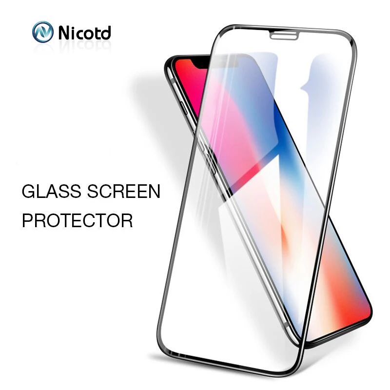 Nicotd Full Cover Glass For iPhone X 8 7 6s Screen Protector For Apple iPhone 6 7 8 plus 10 Tempered Glass Protection 4D5D film (23)