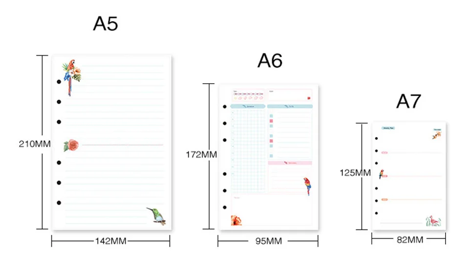 45 листов, A7, чистый цвет, простой блокнот с 6 отверстиями, для внутренней заправки для планировщика, школьные офисные принадлежности