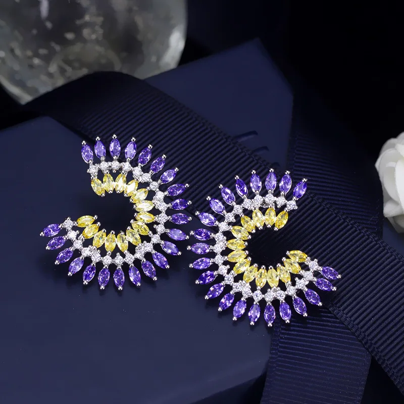 Brazil Popular Arete Mixed Color Stud Earings Fashion CZ Jewelry Women Crystal Earrings Piercing Female Bague Bijouterie Brincos 4