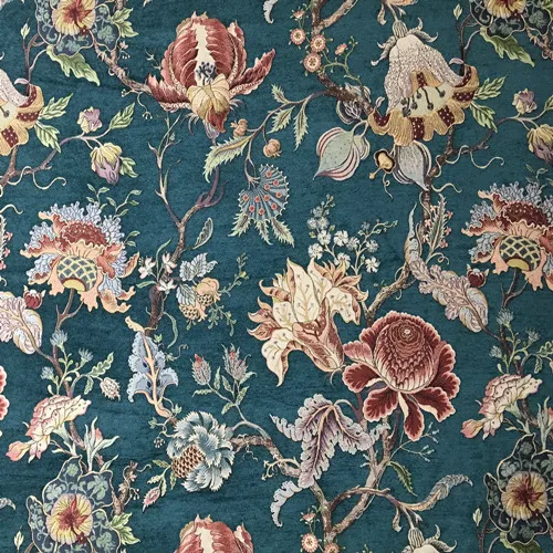 New Chenille Quality Woven Modern Leaf Floral Pattern Green Upholstery Fabric