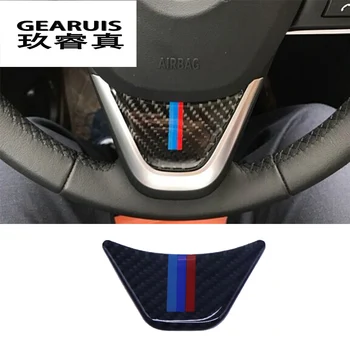 

Carbon Fiber Steering Wheel Stickers M stripe Emblem Stickers For bmw x1 e84 1 series f52 2 gran tourer Interior Car Styling