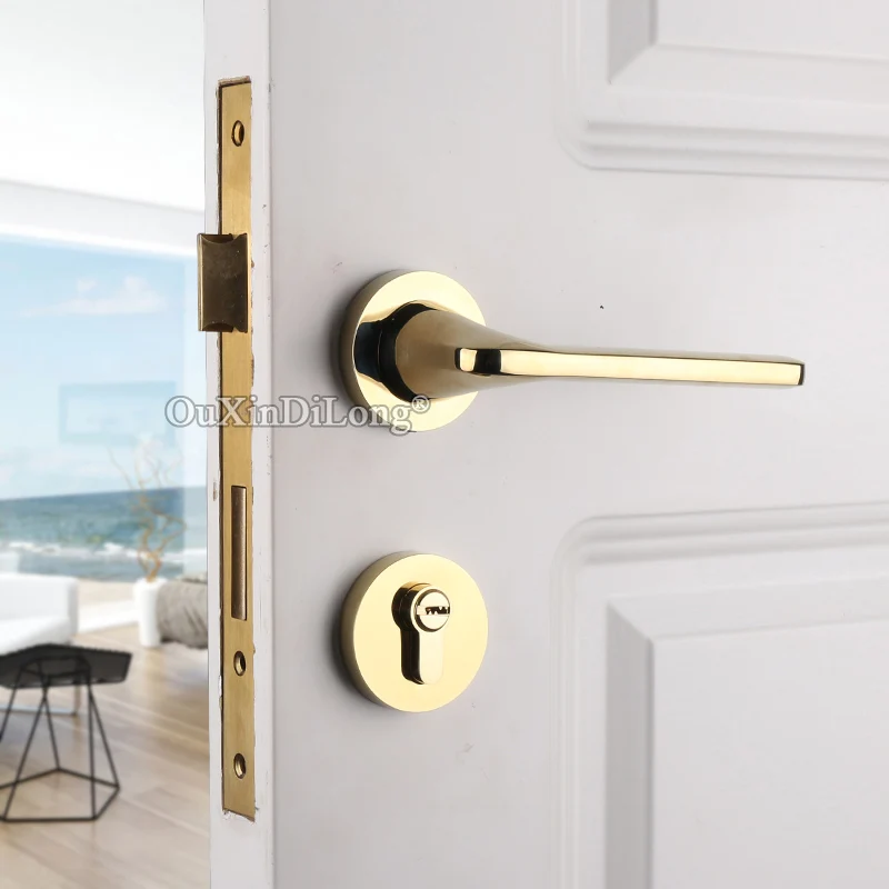  Elegant Luxury European Mute Mortise Door Lock Set Interior Living Room Bedroom Bathroom Silent Doo - 33024808553