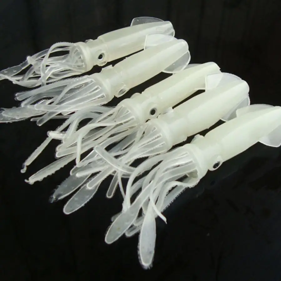 5PCS Luminous Glow Squid Octopus Soft Bait Fishing Lure Tackle Jig