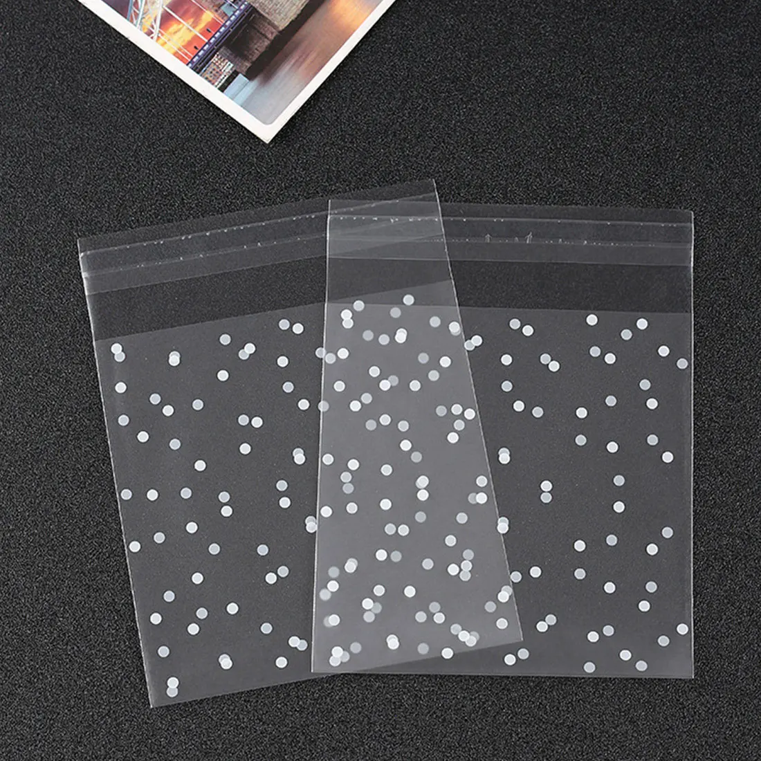 

100pcs/lot Gift Bags Translucent Dots Plastic Bags Cookie Cupcake Wrapper Self-adhesive Packaging Bags Birthday Christmas Party