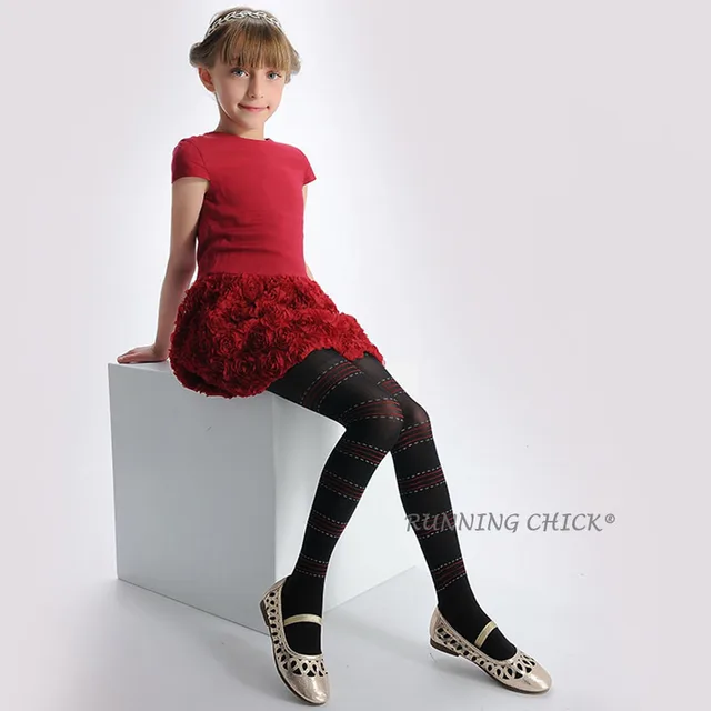 spring and autumn striped thin velvet girl stockings plus crotch dance ...