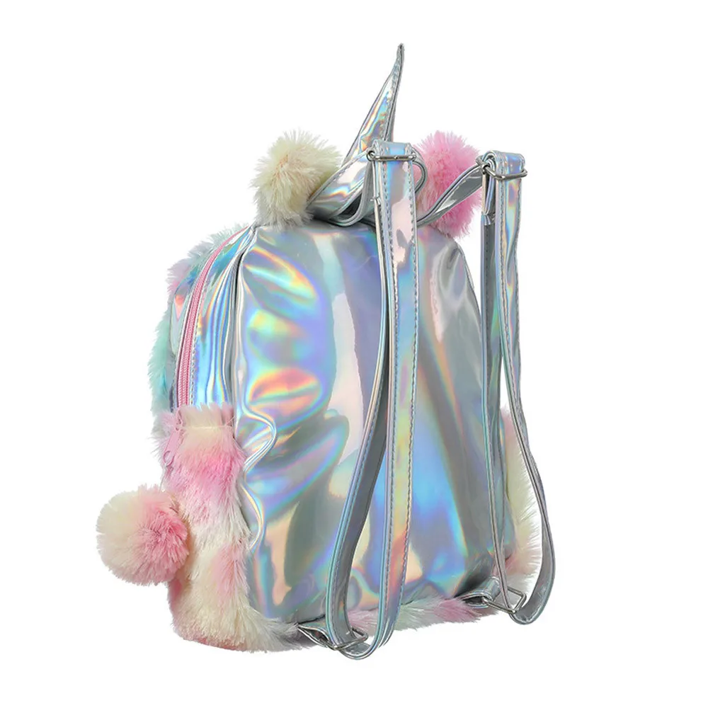 Рюкзак с изображением единорога для девочек, молодежная сумка, Студенческая сумка, маленький рюкзак из искусственного меха, школьный рюкзак, сумка# Y