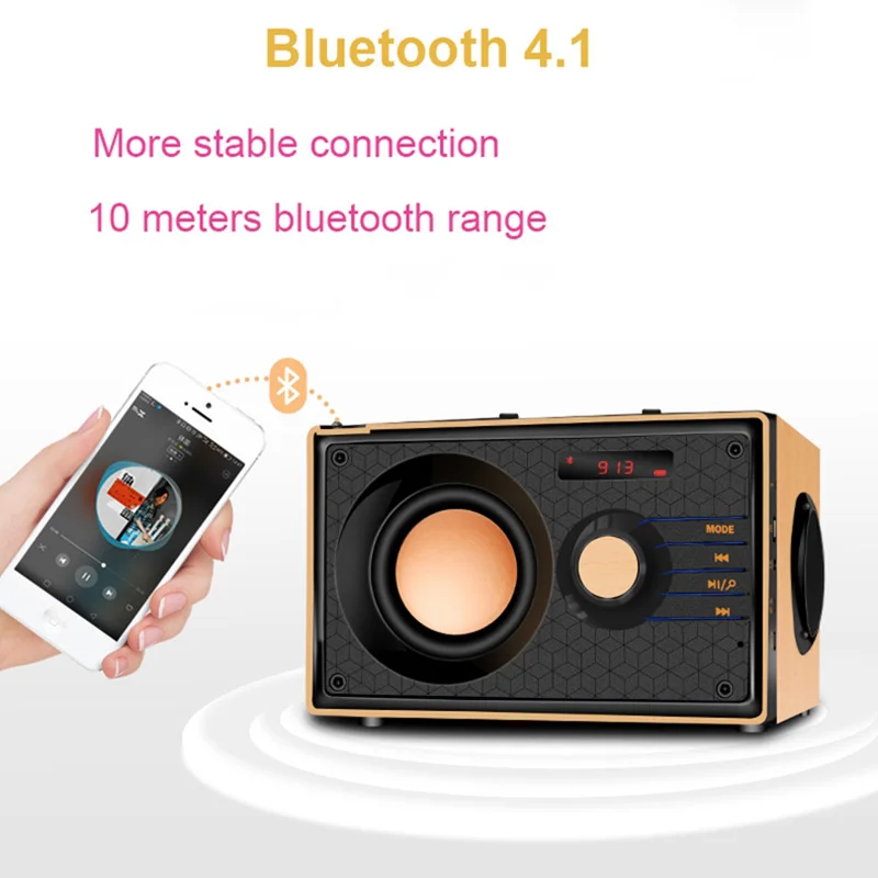 Портативная беспроводная Bluetooth колонка HIFI деревянный сабвуфер 3 звуковых блока