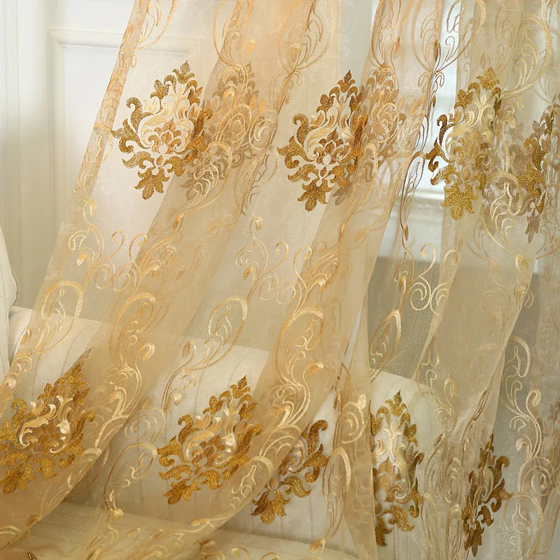 Купить Тюль Золотой Вышивкой