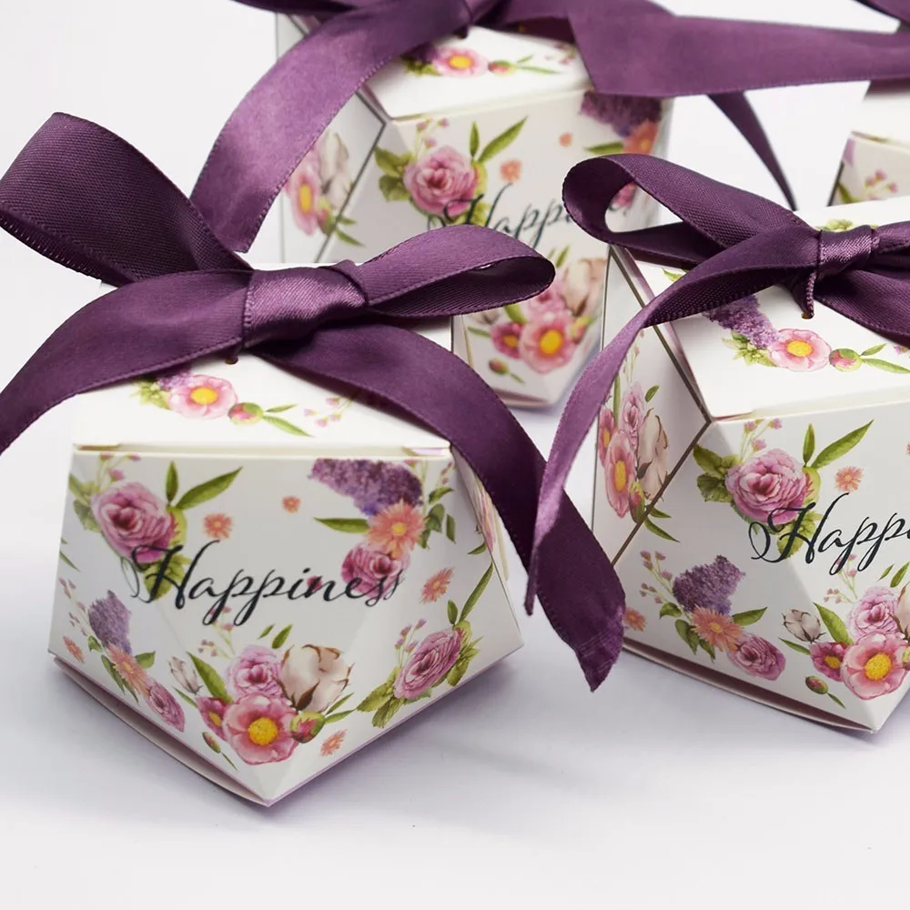 Фиолетовый Алмаз Стиль Свадебные сувениры вечерние принадлежности украшения детский душ счастье Подарочная коробка бумага Подарочный пакет конфеты коробка