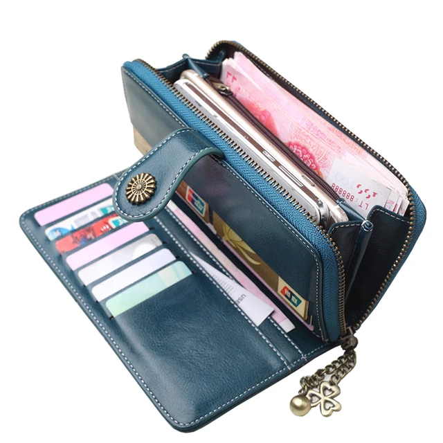 New Hot Sale Women Clutch Wallet Split Leather Wallets Female Long Wallet Women Zipper Hasp ...