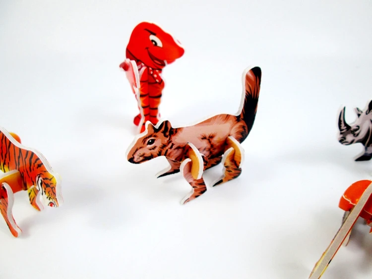 18 шт./лот мини мультяшная модель животных Бумага 3D Пазлы игрушки для детей подарок интеллектуальные игрушки