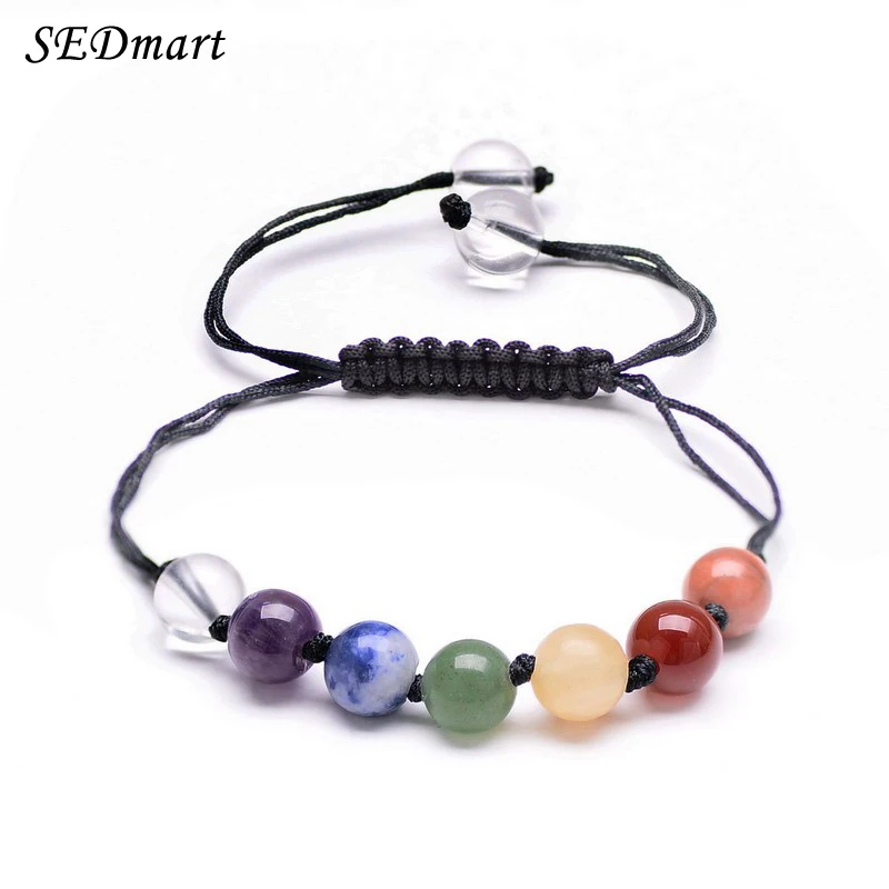 

SEDmart DIY 7 Colorful Natural Stone Beads Crystal Chakra Bracelet For Women Braided Rope Bracelets Reiki Spiritual Yoga Jewelry