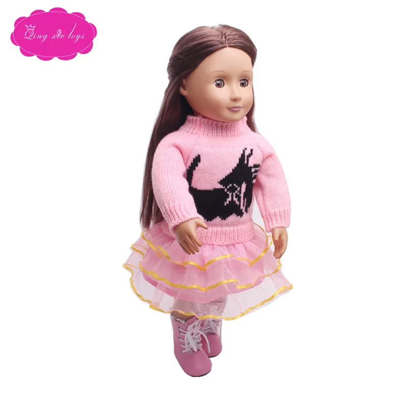 Одежда для кукол, рождественское платье, свитер, костюм, Распродажа со скидкой, подходит для девочек 18 дюймов, куклы и 43 см, c322-c692 для куклы