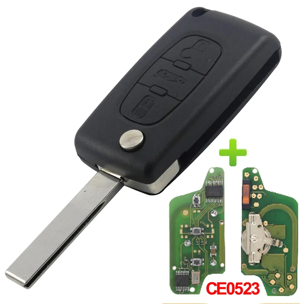 Remote Car Complete Key Control Fob For Peugeot 207 307 308 407 607 807